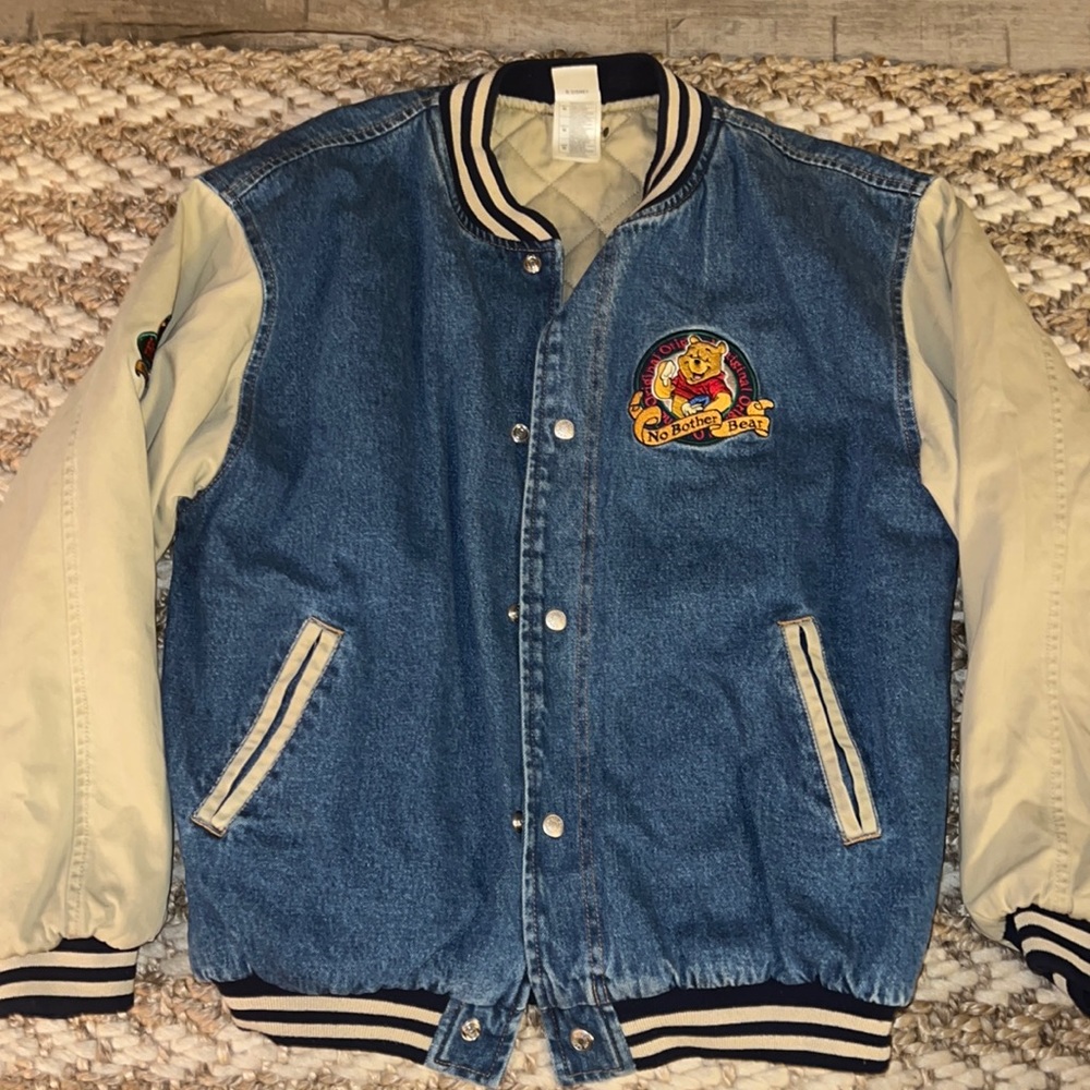 Vintage The disney store Winnie the Pooh varsity jean jacket 1990s size medium